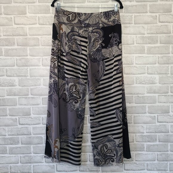 Petit Pois By Viviana G Black Paisley Abstract Pant Waist Stretch L Artsy Casual - Picture 2 of 9